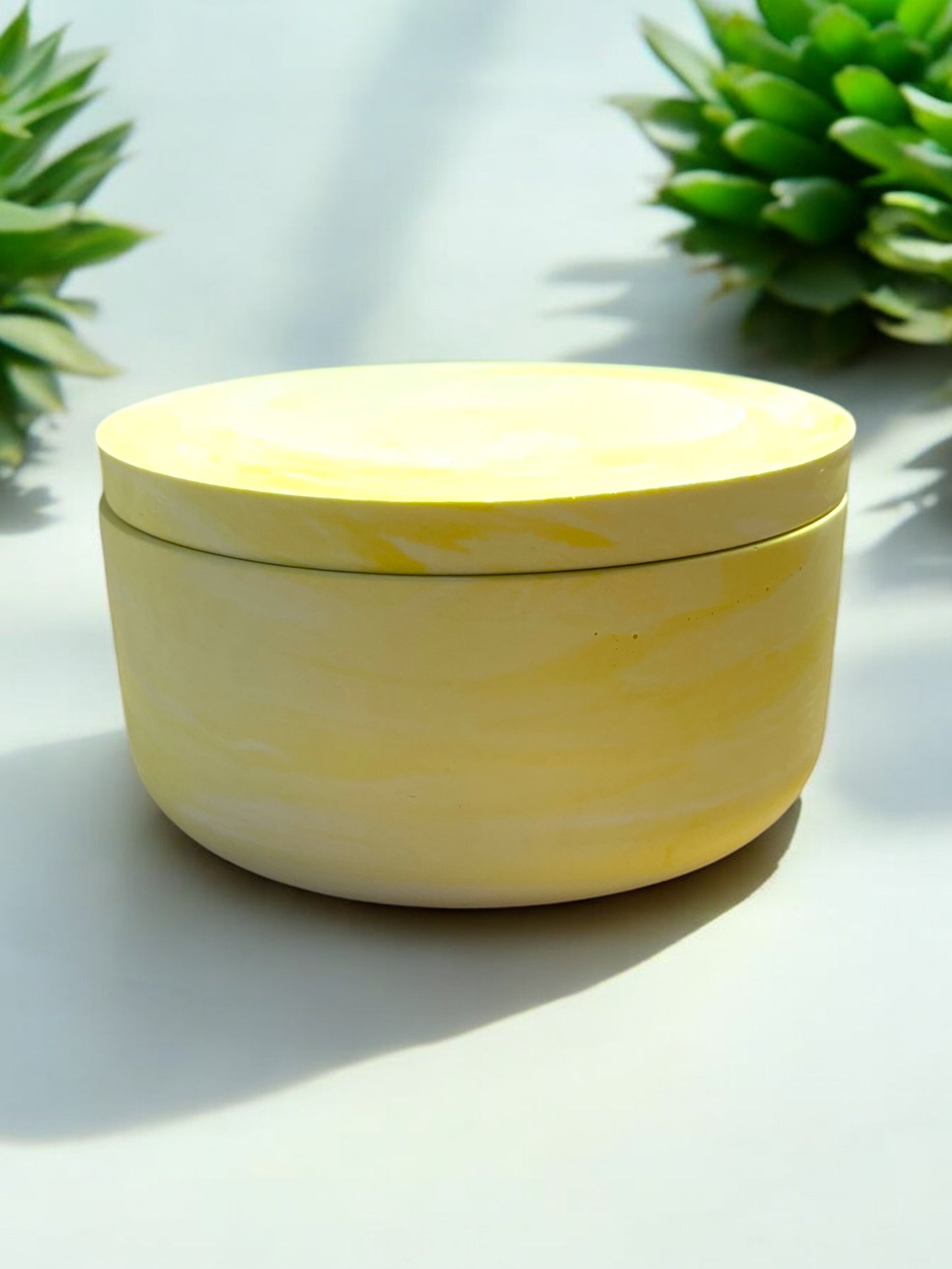Contenitore rotondo con coperchio in gesso