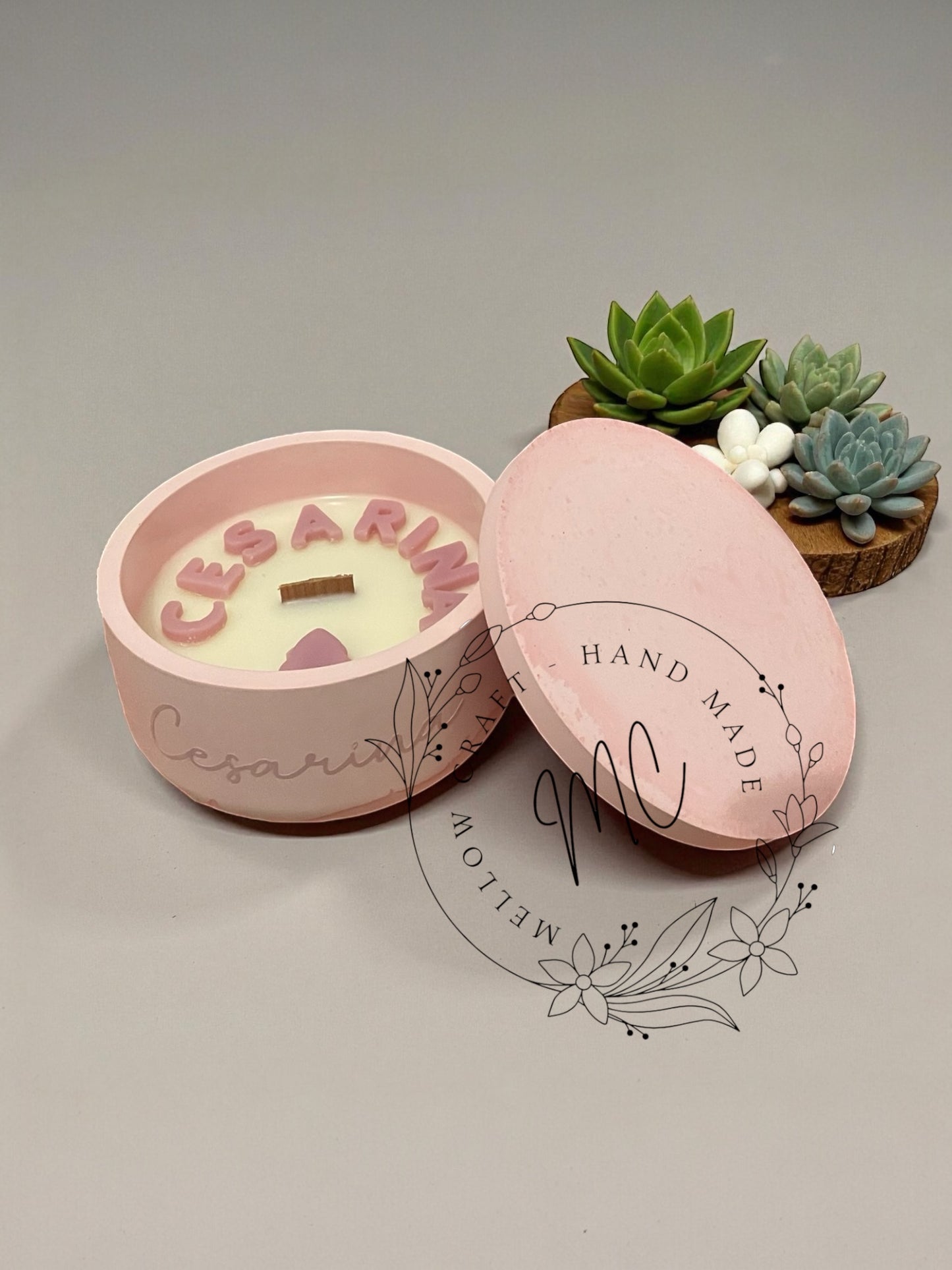 Contenitori per Candele Personalizzabili in Gesso Naturale | Cera Vegetale Cruelty Free